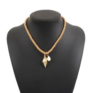 Gold Rope Chain Necklace with Shell and Pearl Charms - by Mayamar